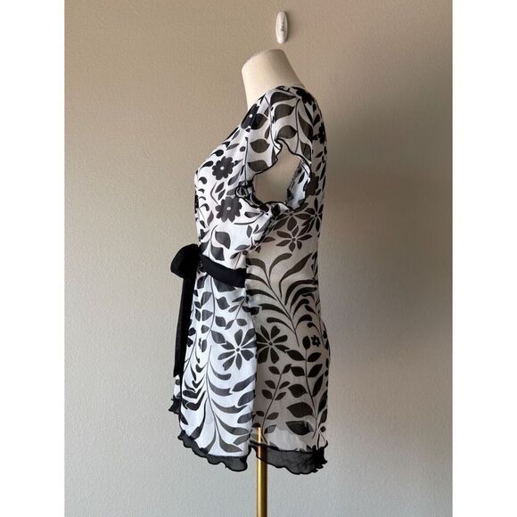 studio 1940 floral ribbon belted blouse - Picture 3 of 5